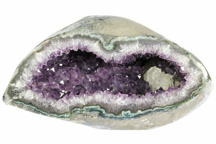 Wide Amethyst Geode With Calcite Crystal - Uruguay #153573